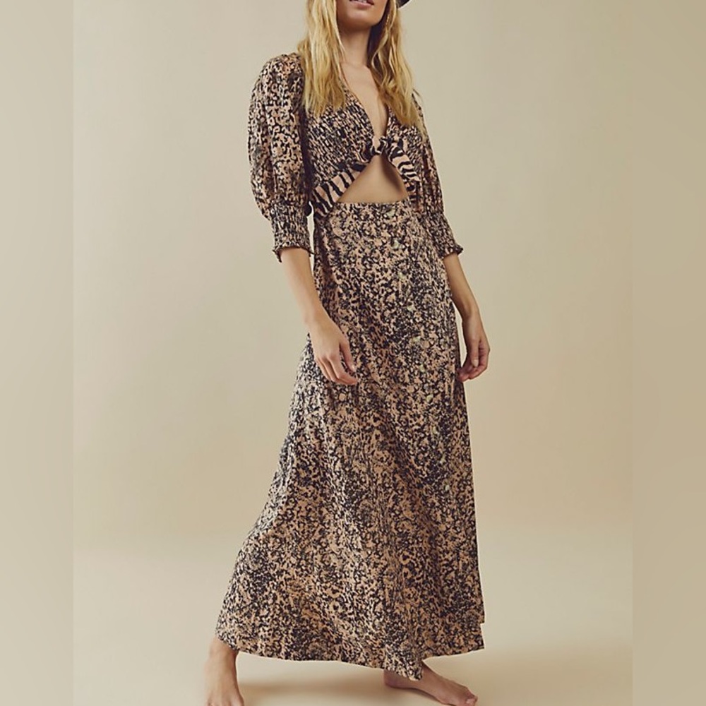 NWOT Free people string of hearts animal printed maxi dress